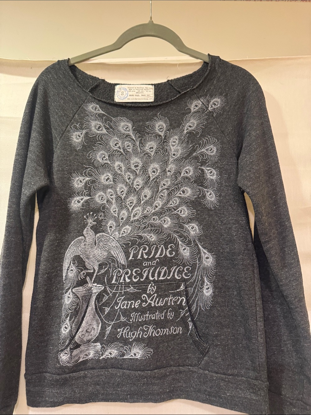 Out of Print Clothing Charcoal Peacock 'Pride and Prejudice' Sweatshirt
